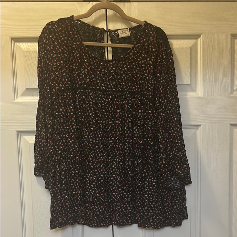 Floral Black Blouse 3X plus size top